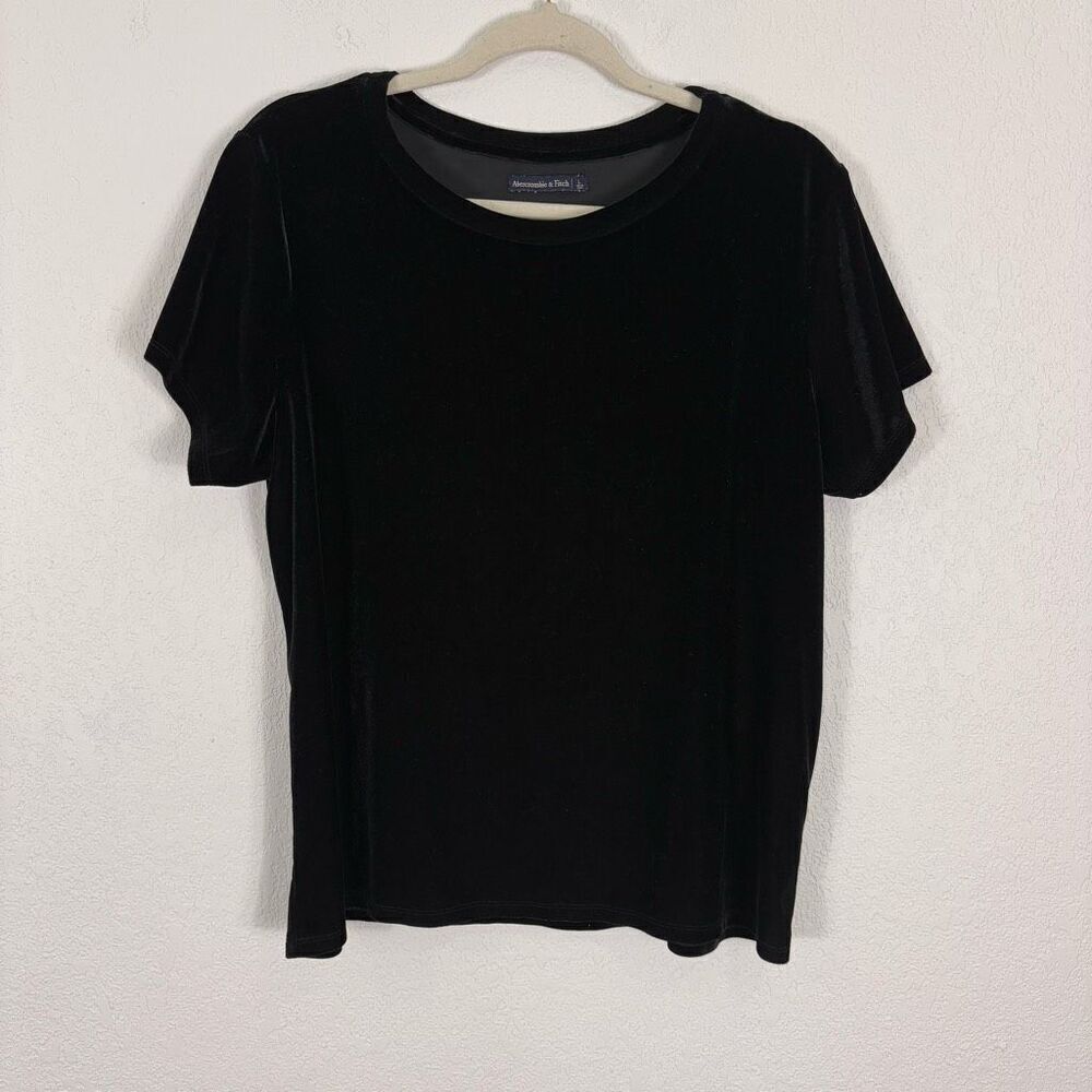 Abercrombie & Fitch‎ Black Velour Short Sleeve Top Size L